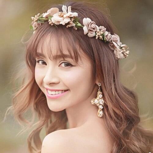 TUANMING Plant Pageant Multicolor Flower Crown Bridal Hair Accessories New Fashion Summer Wedding Luxury Tiara Bridal Hair Band