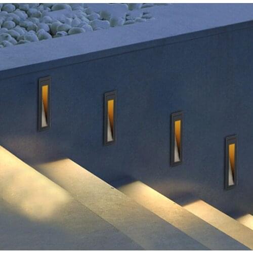 Outdoor Wall Light Waterproof LED Step Lights Indoor Pathway Recessed Footlight Corner Stair Lamp Aluminum Staircase Buried Lamp