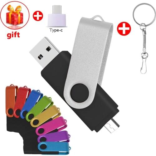 For Android OTG 3 in 1 USB Flash Drives Type-C & Micro 128GB 64GB 32GB 16GB 4GB Pendrives 256GB Pen Drive Cle Usb 2.0 For Phone