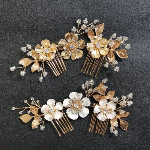 SLBRIDAL Vintage Baroque Alloy Crystal Rhinestone Flower Bridal Hair Comb Wedding Hair Accessory Women Bridesmaids Hair Jewelry