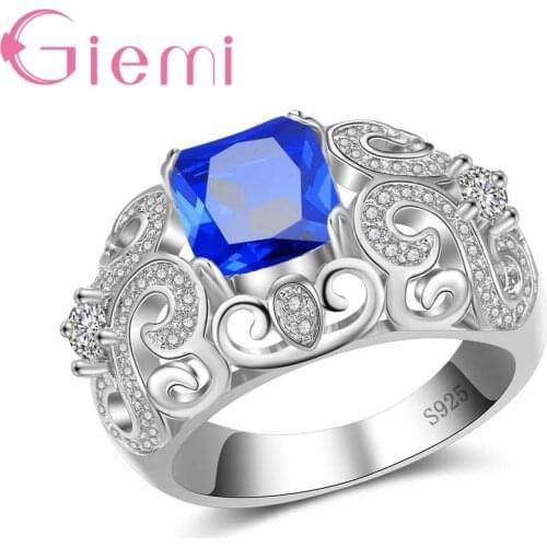 Real 925 Sterling Silver Women Rings AAA Shiny Cubic Zircon Prong Setting Female Luxury Wedding Anillos Jewelry Hot Sale