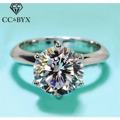 CC S925 2 Carat Silver Plated Color Rings For Women White Gold Wedding Ring Romantic Engagement Jewelry Party Anillos Mujer