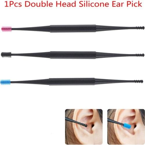 1PCS Double-Sided Earpick Soft Silicone Spiral Rotating Ear Wax Cleaner Ears Remover Clean Tool Spiral Design