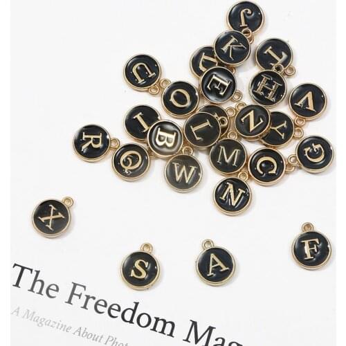 10pcs 12mm A-Z Letter Charms Alphabet Enamel Charm Pendants for DIY Bracelet Necklace Crafts Jewelry Making Beads Handmade