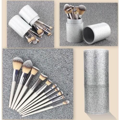 Brand 10 Pcs Conical Handle Profession Makeup Brush Starry sky Silver Barrel Set Nylon Wooden Handle Cosmetic Make up Tool