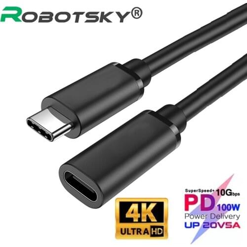 100W PD 5A USB3.1 Type-C Extension Cable HD 4K @60Hz USB-C Gen 2 10Gbps Extender Cord For Macbook Laptop Samsung Switch