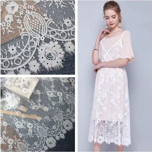 3M/Lot Exquisite France Eyelash Lace Fabric 150CM Handmade Diy Wedding Dress Veil Stitching Fabric Clothes Accessories