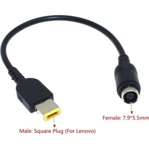 7.9 x 5.5mm to Square Pin Plug Converter Dc Laptop Power Adapter Connector Cable Cord For Lenovo ThinkPad X1 Carbon Charger 23cm