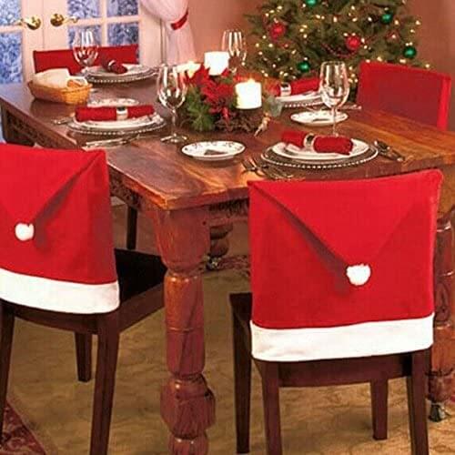 8pcs Santa Clause Hat Chair Back Covers Christmas Party Gift Dinner Table Decor