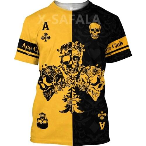 Poker Skull Men Women 3D All Printed T Shirts Unisex Harajuku 9 Shirt Tee Tops