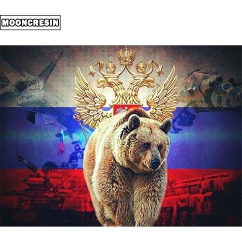 5D Diy Diamond Painting Cross Stitch Russian Flag Diamond Embroidery Full Square Rhinestone Bear Handicraft Christmas Decoration