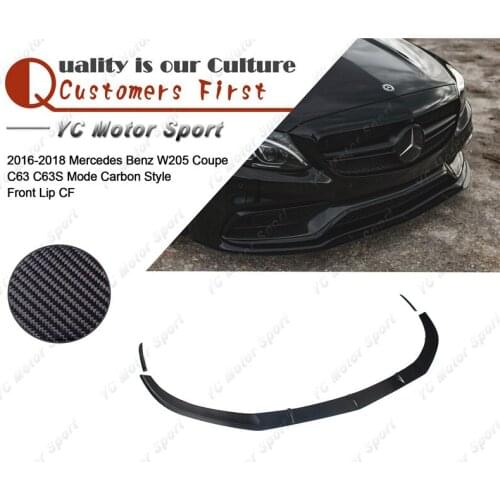 Car Accessories Carbon Fiber Front Lip with Spats Fit For 2016-2018 MB W205 Coupe C63 C63S MC Style Front Lip Kit 3pcs