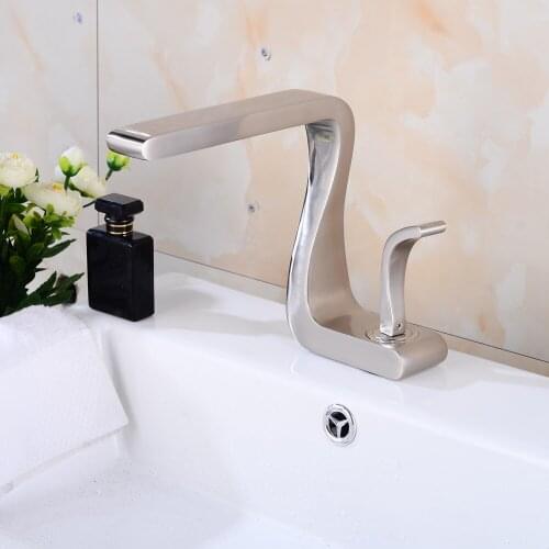 Free shipping Unique Shape Wash Basin waterfall brushed nickel Faucet Single Handle /hole Bathroom lavatory mixer Tap NEW