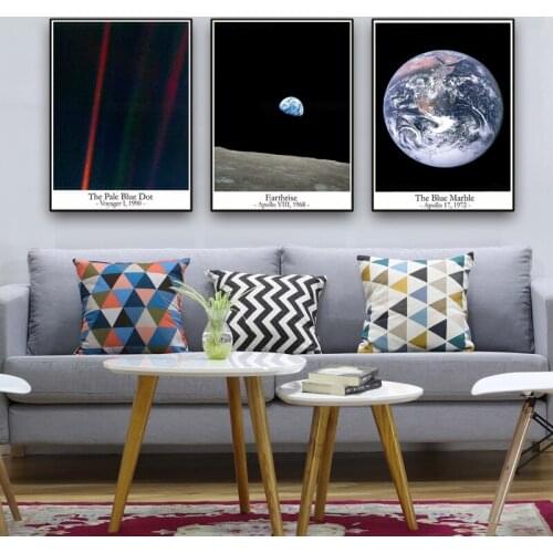 The Pale Blue Dot Earthrise Canvas Painting Blue Marble Photos Earth Poster Space Print Inspiring Space Wall Art For Living Room