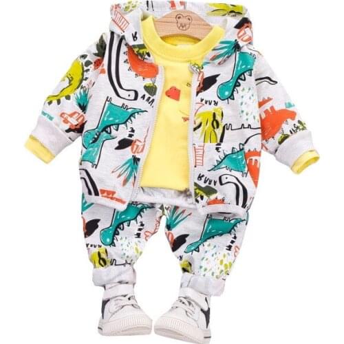 Children Cotton Clothes Spring Autumn Baby Boy Girls T Shirts Hooded Coat Pants 3Pcs/sets Infant Kids Fashion Toddler Tracksuits