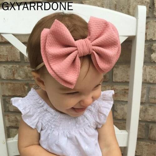 1pcs Baby Messy Bow Headband Fabric Bow with Nylon Girls Headwraps Stretchy Bow Children Bow Knot Turban Children Tie Turban