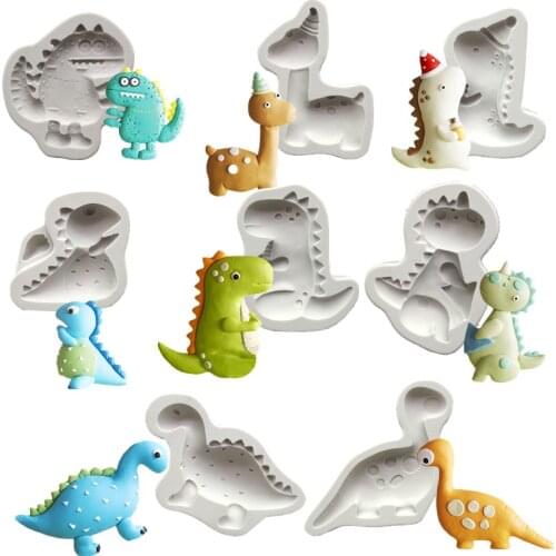 Dinosaurs Cake Silicone Mold Fondant Lace Mold Birthday Cake Decorating Tools Chocolate Gumpaste Mold18123-130