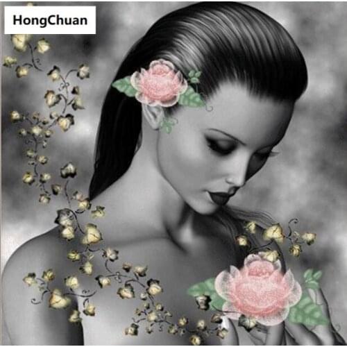 Flower Beauty 5D DIY Diamond Painting Cross Stitch Ladies Needlework Home Decoration Square/Round Mosaic Diamond Embroidery