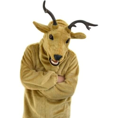 Elk Mascot Costume Fursuit Animal Mask Move Mouth Cosplay Party Game Fancy Dress Adult Size Suit Advertising Lifelike Halloween
