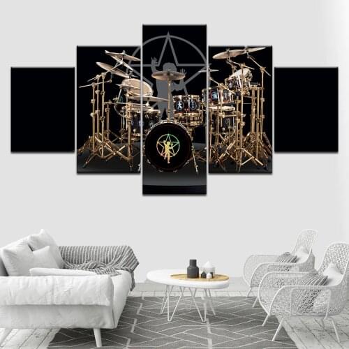 The Drums of Neil Peart Music 5 Piece Canvas Wallpapers modern Poster Modular art painting for Living Room Home Decor
