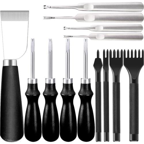 LMDZ Leather Craft Tools Set Hole Punch Leather Edge Beveler Skiving Cutting Knife Slotter Leather Cutting Suit for Leather Work
