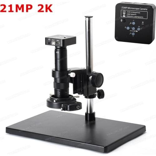 Microscope Camera Set 21MP 2K 1080P 60FPS HDMI Electronic USB Digital Industry Video Microscope Camera + 180X 300X Lens