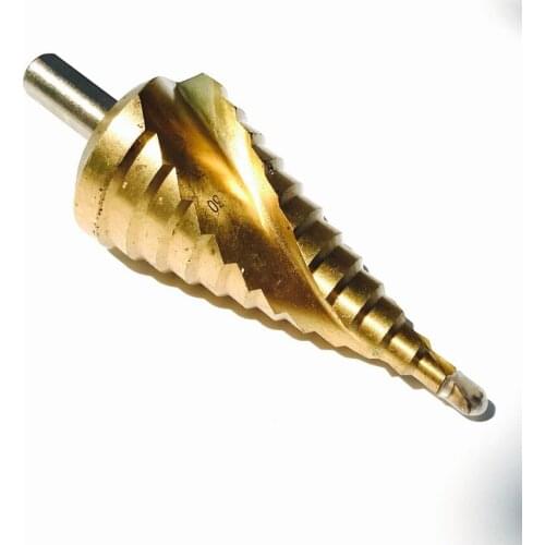 4pcs/set of Triangle handle HSS spiral flute Step Drill Bits Set core drill bit TIN Coated cone Step Drill Bit Set hole cutter