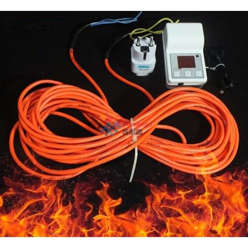 220V Greenhouse Heating Wire+Temperature Controller Set Carbon Fibre Grow Seedlings Air Floor Artificial Incubation Heating DIY