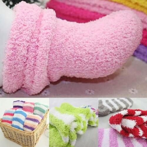 2019 New Winter Candy Warm Cotton Cozy Cashmere Socks Color Sleep Family Women Thick Random Socks Stripes Warm Girls Q7B1