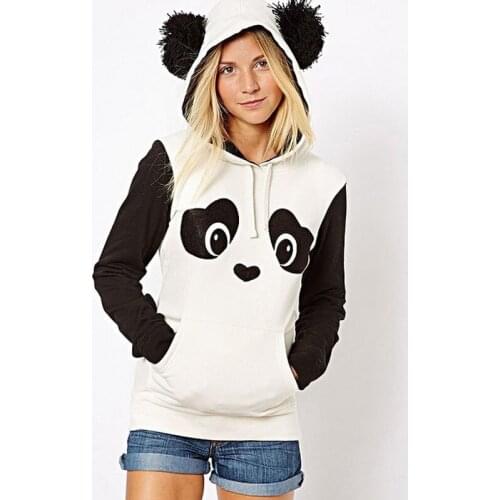 New European Hippie Lovely Cute Panda Printing Catch Down Black White Hit Color Ma'am garment unlined upper garment dress