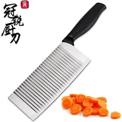 Cleaver Knife Wavy Kitchen Knives Cutting Tool Salad Chopping Vegetable French Potato Chips Slicer Chromium Steel Carving Tools