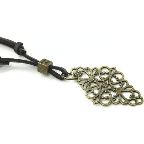 Wholesale 30pcs/lot New Collor Handmade Homme Male Leather Rhombus Vintage Pendants Necklaces For Women Men Jewelry