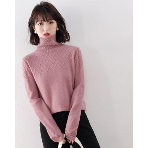 Autumn and winter new cashmere sweater pullover turtleneck sweater womens slim bottoming sweater thick warm knitted sweater