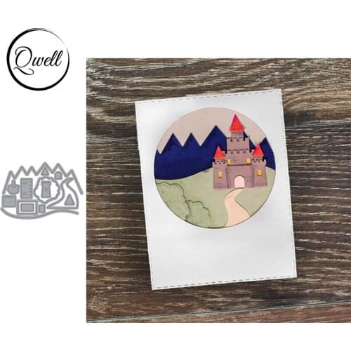 QWELL Metal Cutting Dies Set Hill Castle Trail Grassland for DIY Scrapbooking Album Cards Paper Craft Embossing Dies 2021