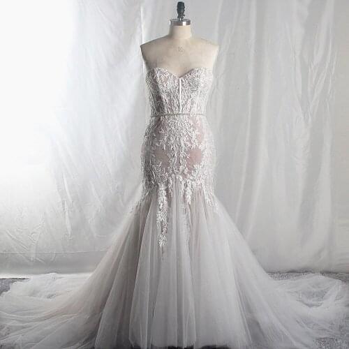 RSW1712 Colored Boned Sweetheart Neckline Lace Bridal Dress Mermaid Wedding Dresses