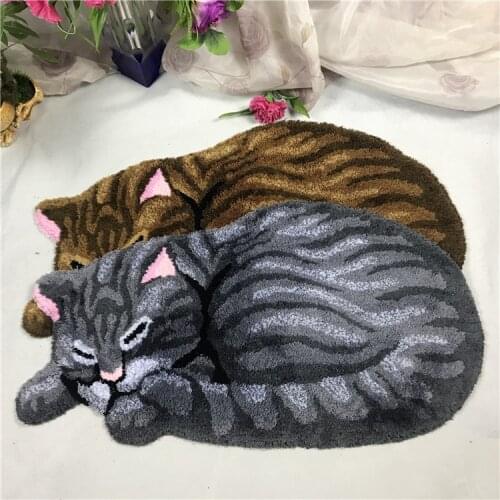 Handmade 3D Sleeping Cat Doormats Anti-slip Floor Irregular Carpet Welcome Home Sign Mat For Entrance Kitchen Bathroom Mat Rugs