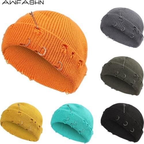 2021 Hip-Hop Hat With Hole With Ring Mens hats Womens Hats Fashion Winter Warm Hats Knitted Hats Mens Hats Wholesale Beanies