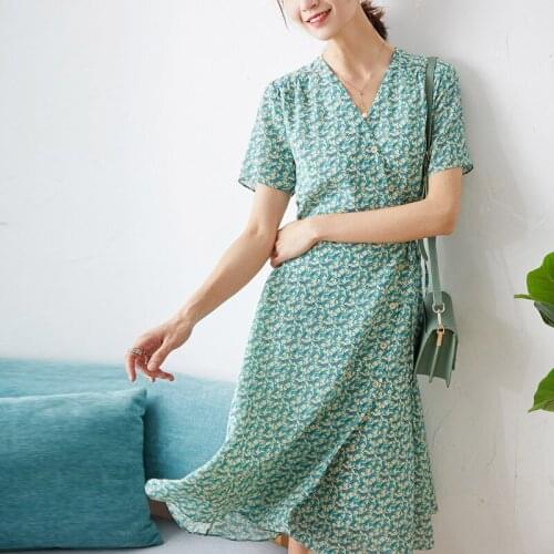 Silk short sleeve New printed with flower tea rest printed with short sleeve and print