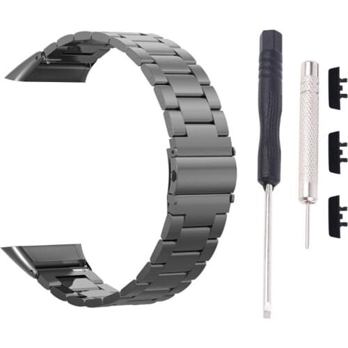 Replacement Strap For -Huawei Honor Band 6 Smart Watch Double Snap Buckle Three Beads Solid Stainless Steel Strap Fashio