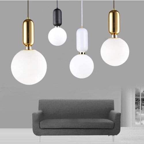 Diameter 15/20/25/30cm Modern Minimalist Pendant Lights White Glass Ball Pendant Lamps Restaurant kitchen Bar Lamp Dining Room