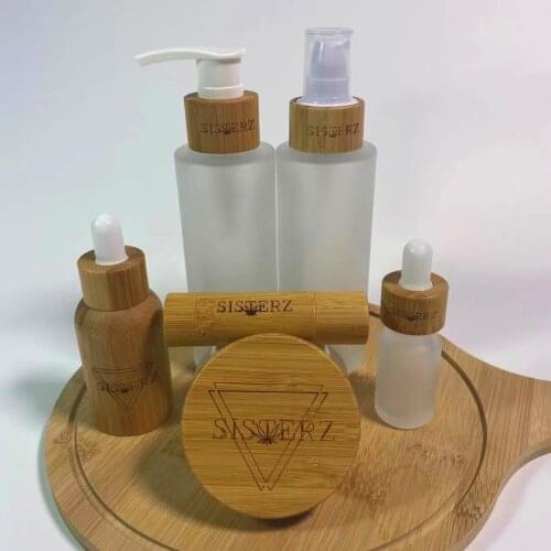 Wholesale 5-100g Glass Empty Jars For Cosmetics Containers With Bamboo Lid Body Cream Lip Balm Skin Care Packaging Pots