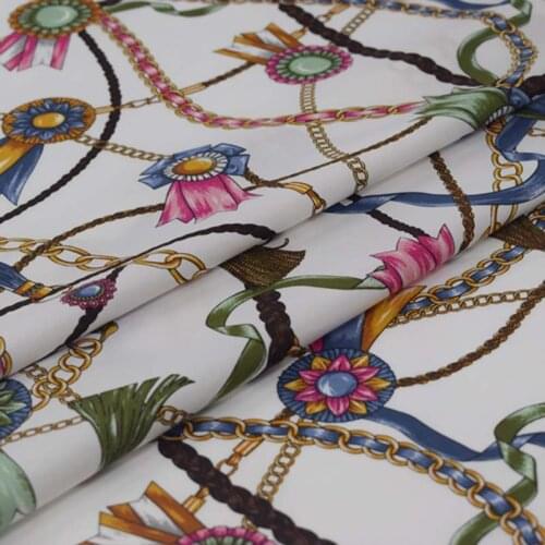 White bottom colourful chain print pure cotton fabric for shirt ткань хлопок ткани tissu african telas tela