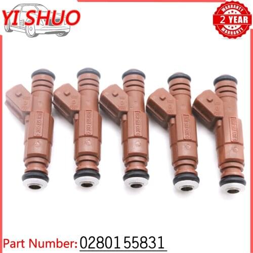 5pcs Car Fuel Injectors Nozzle 0280155831 For Volvo V70 S70 C70 S80 XC70 XC90 2.0L 2.5L 2.4L 2.9L 2.8L 1998-2009