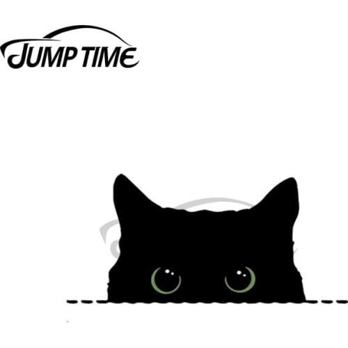 Jump Time 13 x 4.2cm For Black Cat Peeking Greeneyes Vinyl Car Stickers Cartoon Decal 3D Custom Laptop Suitable for VAN RV Decor