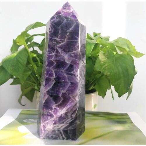 High Quality Large Size Natural Dream Amethyst Carved Tower Crystals Reiki Healing Stone Office Home Modern Decorating