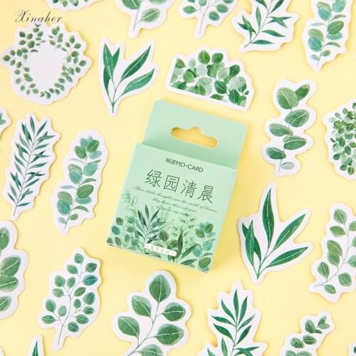 XINAHER 45 pcs/Box green Leaf plant mini decoration paper sticker package DIY diary decoration sticker album scrapbooking