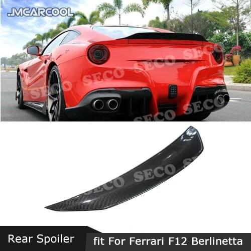 Rear Spoiler Wings Case for Ferrari F12 Berlinetta 2013-2016 Carbon Fiber / FRP DM style Boot Duck Trim sticker Spoiler