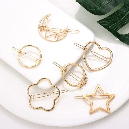 1Pc Geometric Triangle Hairpins Star Heart Hair Clip Delicate Hair Pin Fashion Women Girls Hair Decorations Jewelry Accessories