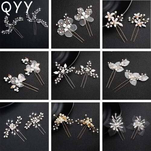 Newest 2pcs/lot Flowers Crystal Handmade Hairpins Clips Wedding Hair Accessories Bridal Blossom Headpiece Hair Pins Jewelry