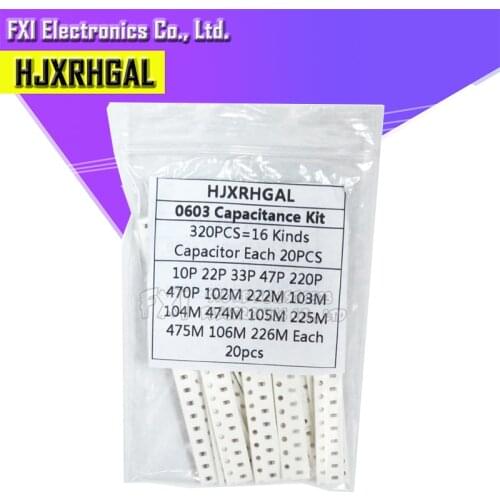 16values*20pcs=320pcs 0603 SMD Capacitor assorted kit 10pF-475M component diy samples kit new and original